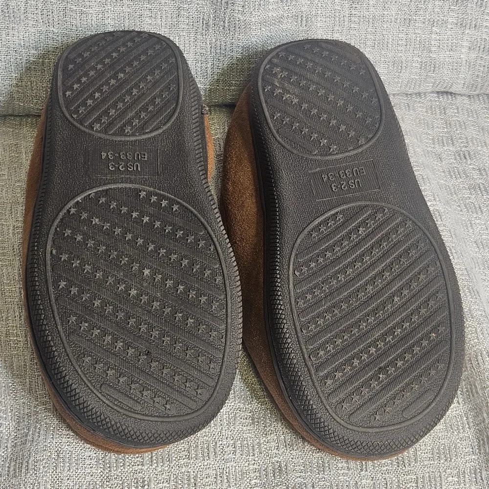 Dear Foams Children's Slippers  Size‎ 2/3  Brown 100% Polyester Faux Fur Slip On